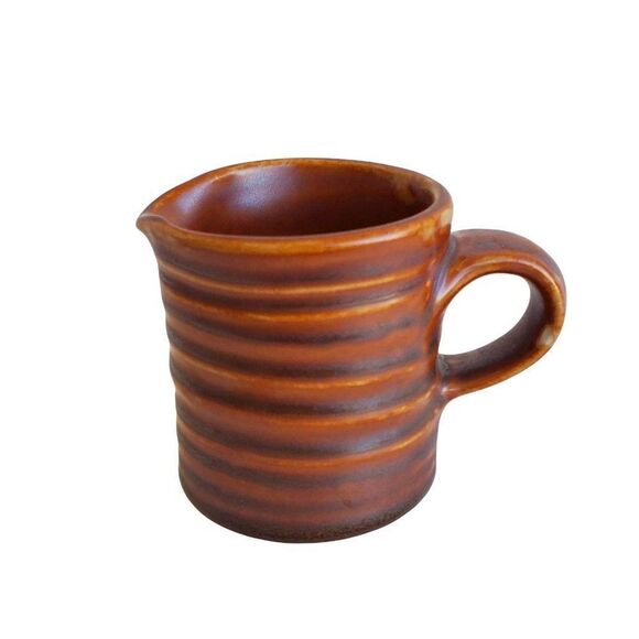 Hall China Brown Ringware Creamer, Syrup Pitcher - Picture 1 of 10
